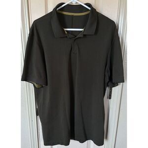 Lululemon Mens Lg Dark Green Short Sleeve Polo Athletic Golf Shirt